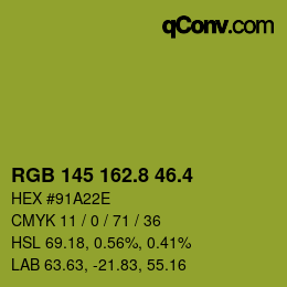 カラーコード: RGB 145 162.8 46.4 | qconv.com