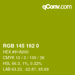 Color code: RGB 145 162 0 | qconv.com