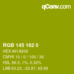 Farbcode: RGB 145 162 0 | qconv.com