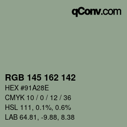 カラーコード: RGB 145 162 142 | qconv.com