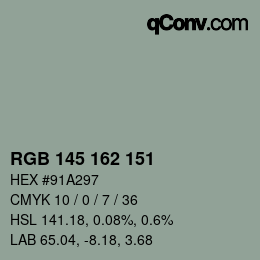 Color code: RGB 145 162 151 | qconv.com