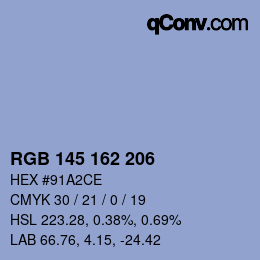 Color code: RGB 145 162 206 | qconv.com