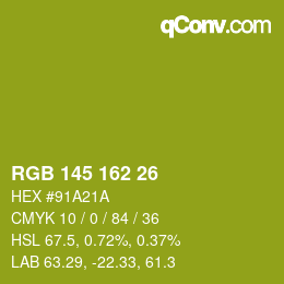 Color code: RGB 145 162 26 | qconv.com