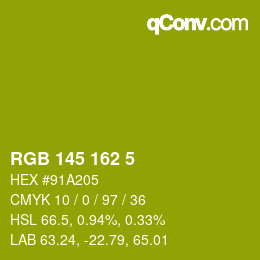 カラーコード: RGB 145 162 5 | qconv.com
