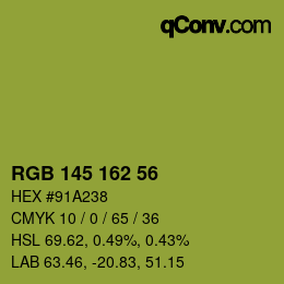 Color code: RGB 145 162 56 | qconv.com