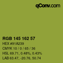 Color code: RGB 145 162 57 | qconv.com