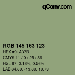 Farbcode: RGB 145 163 123 | qconv.com