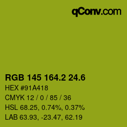 カラーコード: RGB 145 164.2 24.6 | qconv.com