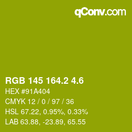 カラーコード: RGB 145 164.2 4.6 | qconv.com