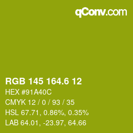 カラーコード: RGB 145 164.6 12 | qconv.com