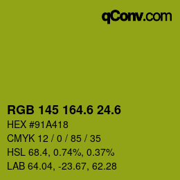 カラーコード: RGB 145 164.6 24.6 | qconv.com