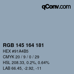 Color code: RGB 145 164 181 | qconv.com