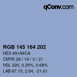 Farbcode: RGB 145 164 202 | qconv.com