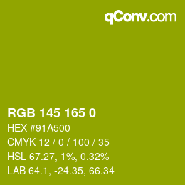 カラーコード: RGB 145 165 0 | qconv.com