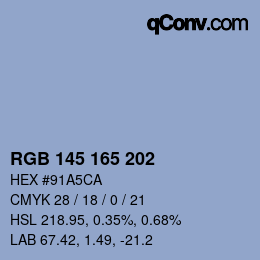 Código de color: RGB 145 165 202 | qconv.com