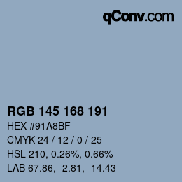 Color code: RGB 145 168 191 | qconv.com