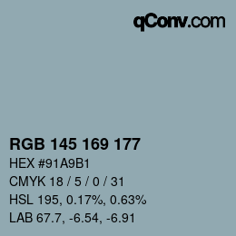 Farbcode: RGB 145 169 177 | qconv.com