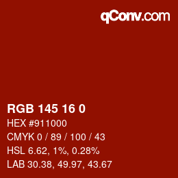 Color code: RGB 145 16 0 | qconv.com