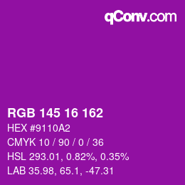Color code: RGB 145 16 162 | qconv.com