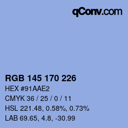 Farbcode: RGB 145 170 226 | qconv.com