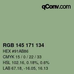 Color code: RGB 145 171 134 | qconv.com