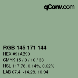 カラーコード: RGB 145 171 144 | qconv.com