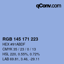 颜色代码: RGB 145 171 223 | qconv.com