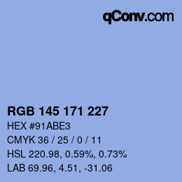 Color code: RGB 145 171 227 | qconv.com