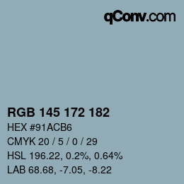 Farbcode: RGB 145 172 182 | qconv.com