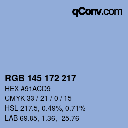 Código de color: RGB 145 172 217 | qconv.com