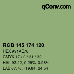 Código de color: RGB 145 174 120 | qconv.com