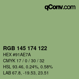 颜色代码: RGB 145 174 122 | qconv.com