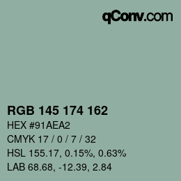 Color code: RGB 145 174 162 | qconv.com