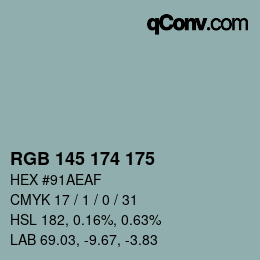 颜色代码: RGB 145 174 175 | qconv.com