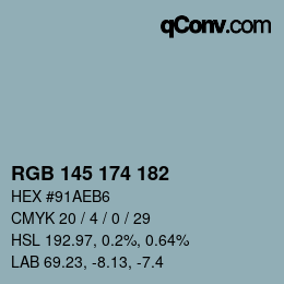 Farbcode: RGB 145 174 182 | qconv.com