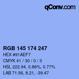 Color code: RGB 145 174 247 | qconv.com