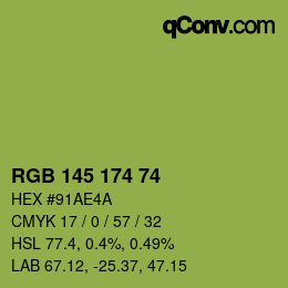 Color code: RGB 145 174 74 | qconv.com