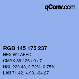 Color code: RGB 145 175 237 | qconv.com