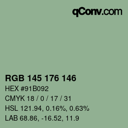 Código de color: RGB 145 176 146 | qconv.com