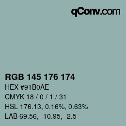 Color code: RGB 145 176 174 | qconv.com