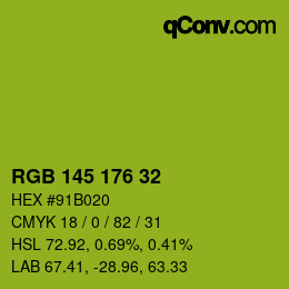 Color code: RGB 145 176 32 | qconv.com