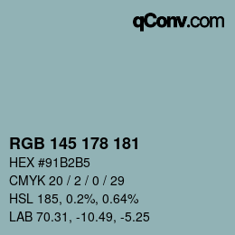 Color code: RGB 145 178 181 | qconv.com
