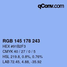 Color code: RGB 145 178 243 | qconv.com