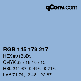 Farbcode: RGB 145 179 217 | qconv.com