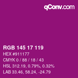 Color code: RGB 145 17 119 | qconv.com