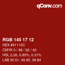 Color code: RGB 145 17 12 | qconv.com