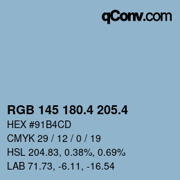 カラーコード: RGB 145 180.4 205.4 | qconv.com
