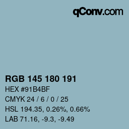 Código de color: RGB 145 180 191 | qconv.com