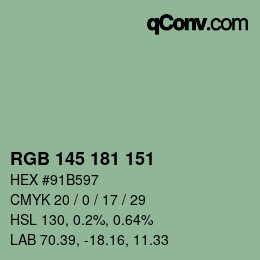 Color code: RGB 145 181 151 | qconv.com