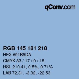Código de color: RGB 145 181 218 | qconv.com
